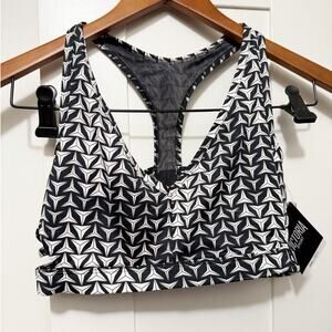 Victoria Sport Women’s Small Black White Geometric Print Racerback Sports Bra